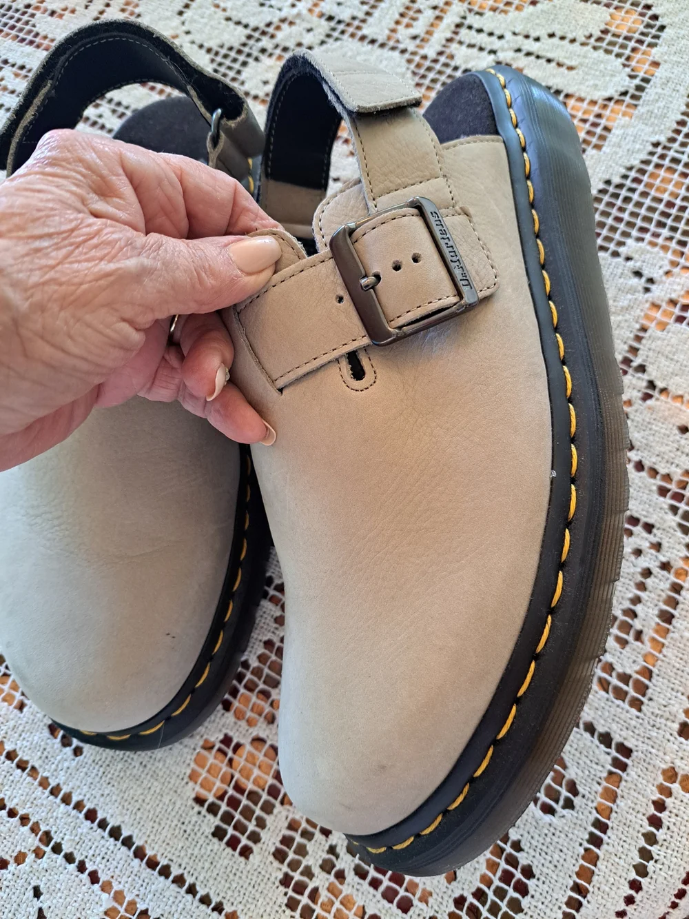 Dr. Martens Taupe Leather Slingback Jorge II SZ 10 New